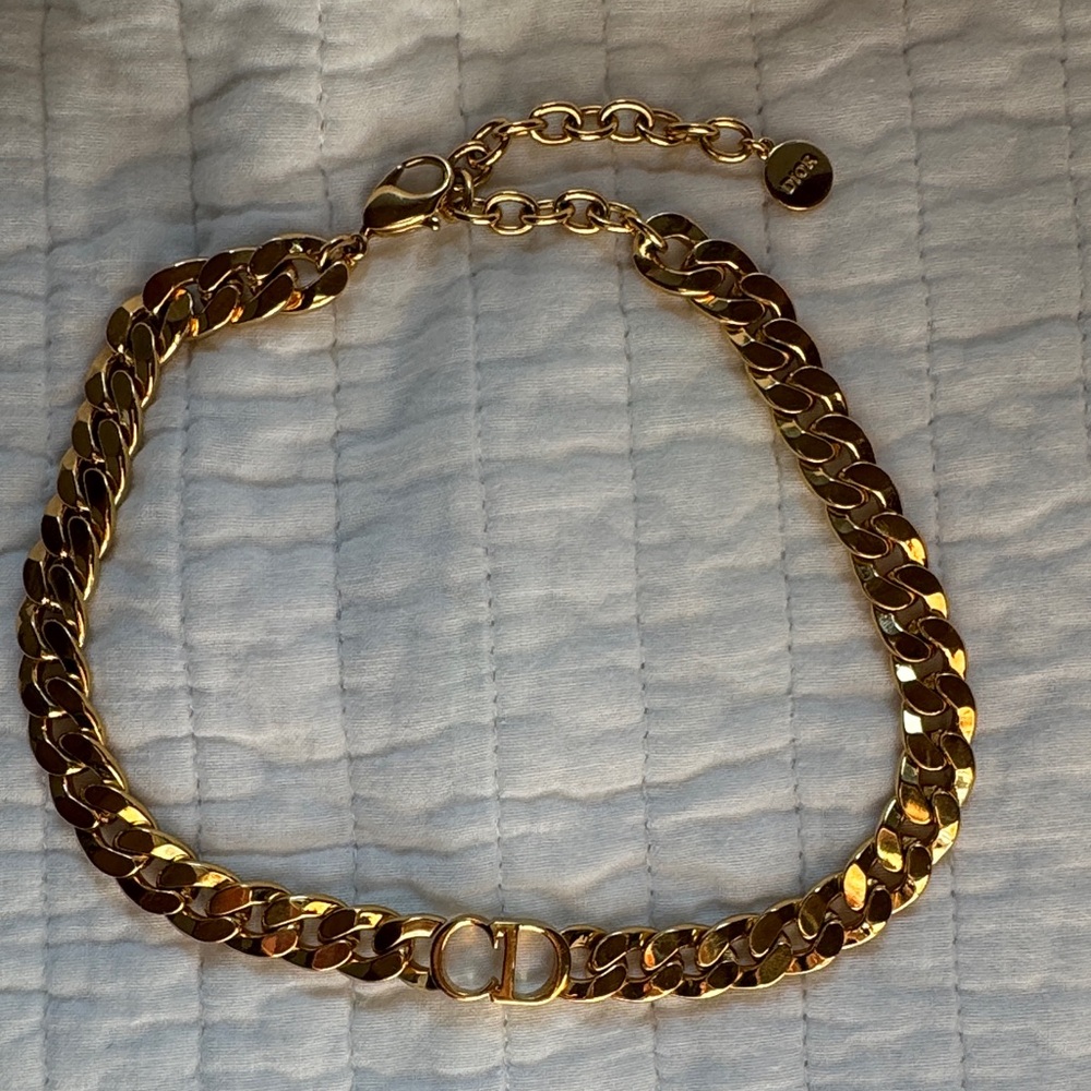 Dior Gold Chain Necklace with CD Logo